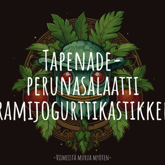 Tapenade-perunasalaatti sahramijogurttikastikkeella