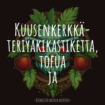 Kuusenkerkkä-teriyakikastiketta, tofua ja verigreippisalaattia (V, GF)